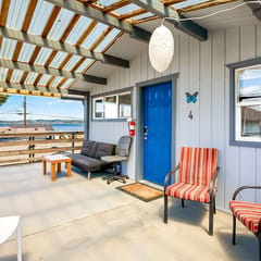 Studio with covered deck and Birch Bay View